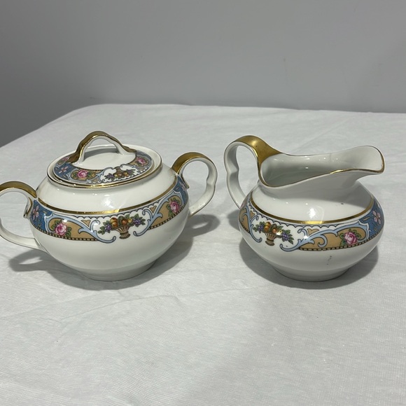 Crown Imperial Czechoslovakia Rosari fruit pattern sugar bowl creamer set of 2 - Picture 6 of 16